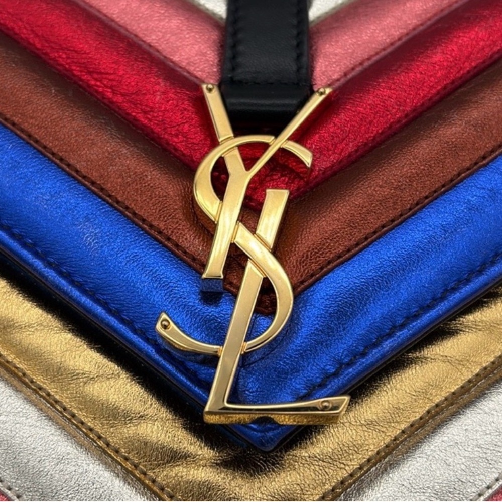 FLASH SALE! Auth. Yves Saint Laurent Multicolor Chevron Shoulder Bag - Picture 3 of 7